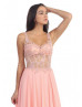Chiffon Lace Beads Sexy Long Prom Dress